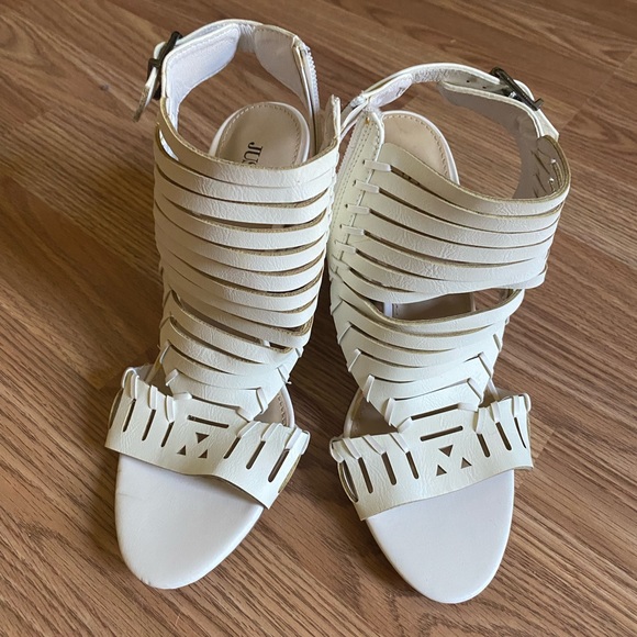 justfab white heels